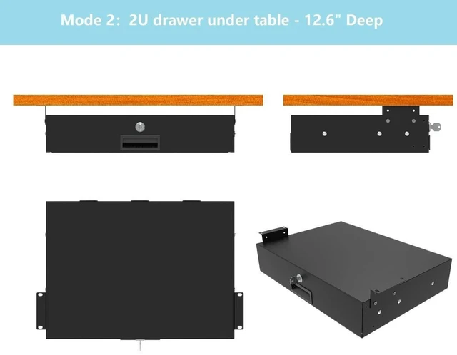 Alt view image 8 of 10 - QiaoYoubang 2U Server Cabinet Case 19 Inch Rack Mount Lockable Drawer with Key, 12.6 Inch Depth (2U)