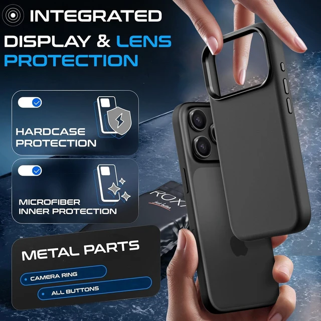Alt view image 9 of 10 - Roxx Next Era Case ^^ with Camera Button ^^ Unique Worldwide ^^ for iPhone 17 Pro Max ^^ MagSafe Compatible ^^ Hardcase ^^ Inner Microfiber Lining ^^ Screen & Camera Protection Black
