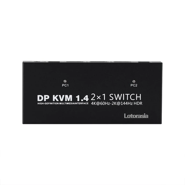 Alt view image 8 of 10 - Displayport KVM Switch 1 Monitor 2 Computers, 4K@60Hz DP KVM Switch 2 in 1 Out USB KVM Switcher with 4 USB Ports, Include Desktop Controller, 2 USB Cables and Power Adapter