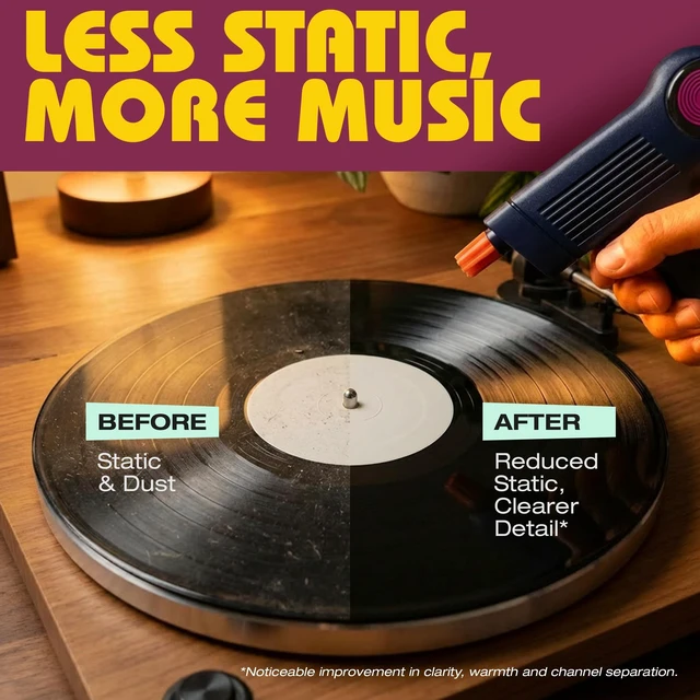 Alt view image 7 of 10 - Anti Static Gun For Vinyl Records ^^ Vinyl Record Cleaner Kit Includes Zero Static Remover Gun With Stylus Cleaner, Record Cleaning Brush, and Album Cleaning Solution - With Vintage Turntable Packagin