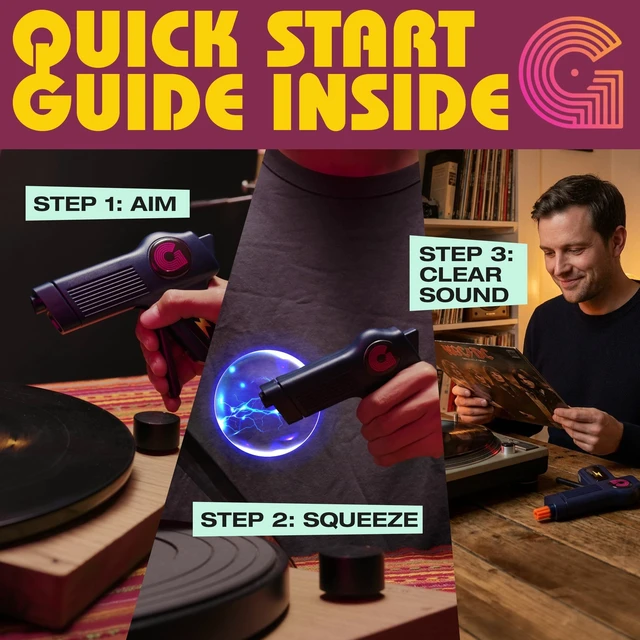 Alt view image 9 of 10 - Anti Static Gun For Vinyl Records ^^ Vinyl Record Cleaner Kit Includes Zero Static Remover Gun With Stylus Cleaner, Record Cleaning Brush, and Album Cleaning Solution - With Vintage Turntable Packagin