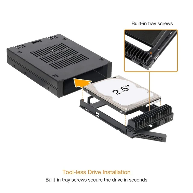 Alt view image 9 of 10 - ICY DOCK 1 Bay 2.5 SAS/SATA HDD/SSD Tool-Less Enclosure for External 3.5" Bay ^^ ExpressCage MB741SP-B