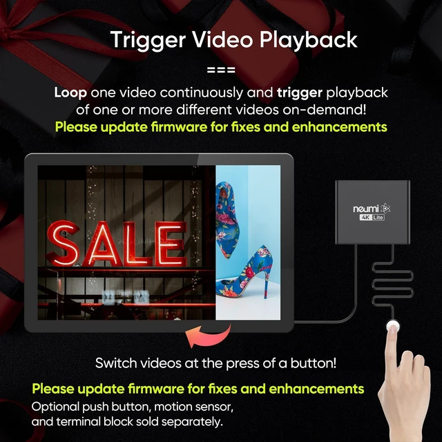 Alt view image 9 of 10 - NEUMI Atom 4K Lite Ultra-HD Digital Media Player for USB Drives and SD Cards - Plays 4K/UHD Videos, HEVC/H.265, HDMI and Analog AV, Automatic Playback, Looping, Trigger Capability