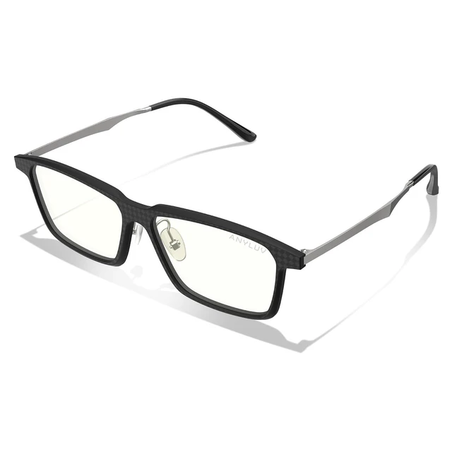 Alt view image 8 of 10 - ANYLUV Blue Light Glasses Men, Stylish Square Carbon Fiber Eyewear, Anti Eyestrain, Lightweight Mens Computer Gaming Glasses