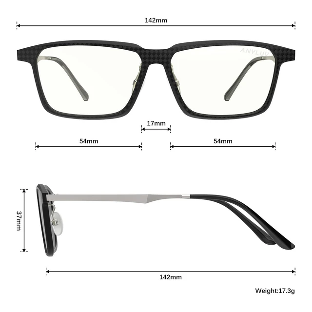 Alt view image 10 of 10 - ANYLUV Blue Light Glasses Men, Stylish Square Carbon Fiber Eyewear, Anti Eyestrain, Lightweight Mens Computer Gaming Glasses