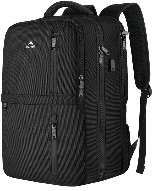 Alt view image 6 of 10 - MATEIN Extra Large 45L Travel Laptop Backpack, Airline Approved Carry on Backpack with USB Port & Shoe Compartment, Water Resistant Luggage College Overnight Weekender Travel Bag Fit 18" Laptop, Black