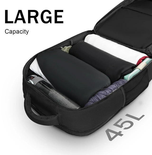 Alt view image 8 of 10 - MATEIN Extra Large 45L Travel Laptop Backpack, Airline Approved Carry on Backpack with USB Port & Shoe Compartment, Water Resistant Luggage College Overnight Weekender Travel Bag Fit 18" Laptop, Black
