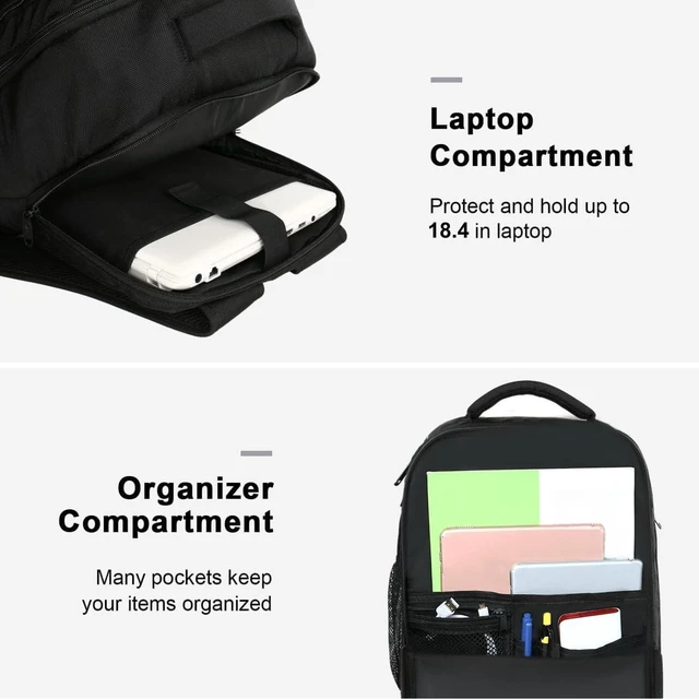 Alt view image 9 of 10 - MATEIN Extra Large 45L Travel Laptop Backpack, Airline Approved Carry on Backpack with USB Port & Shoe Compartment, Water Resistant Luggage College Overnight Weekender Travel Bag Fit 18" Laptop, Black