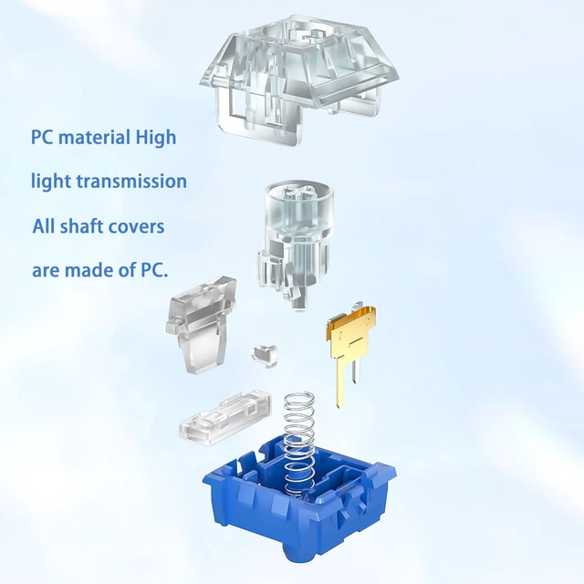 Alt view image 7 of 10 - Zhouwang Kailh Box lslet Pro Silent Switches,Deep Sea Silent Linear 3-Pin 45gf Waterproof Dustproof Mechanical Keyboard Switches(lslet Linear,108Pcs)