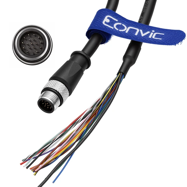 Alt view image 7 of 10 - Eonvic M12 Cable 17 Pin Male A Code Waterproof Sensor Cable Aviation Plug Shielded Injection Moulding Industrial Electrical PVC 10m