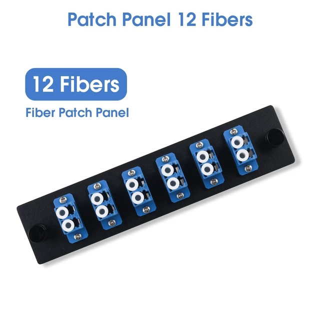 Alt view image 8 of 10 - Duogalia 6 Duplex LC/UPC Fiber Patch Panel with Duplex Singlemode Blue LC Adapters, 12 Fiber Ports (4-Pack)