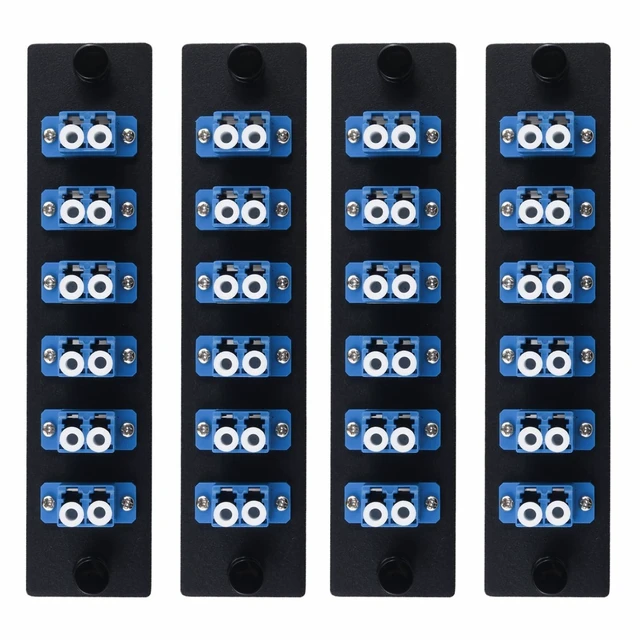 Alt view image 6 of 10 - Duogalia 6 Duplex LC/UPC Fiber Patch Panel with Duplex Singlemode Blue LC Adapters, 12 Fiber Ports (4-Pack)