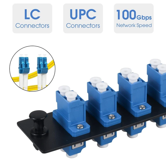 Alt view image 7 of 10 - Duogalia 6 Duplex LC/UPC Fiber Patch Panel with Duplex Singlemode Blue LC Adapters, 12 Fiber Ports (4-Pack)