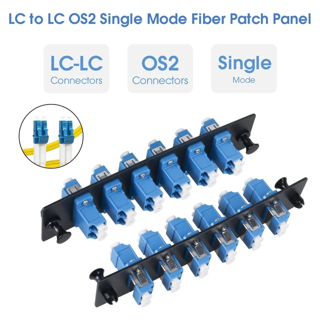 Alt view image 9 of 10 - Duogalia 6 Duplex LC/UPC Fiber Patch Panel with Duplex Singlemode Blue LC Adapters, 12 Fiber Ports (4-Pack)
