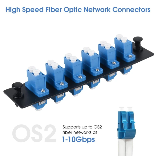 Alt view image 10 of 10 - Duogalia 6 Duplex LC/UPC Fiber Patch Panel with Duplex Singlemode Blue LC Adapters, 12 Fiber Ports (4-Pack)