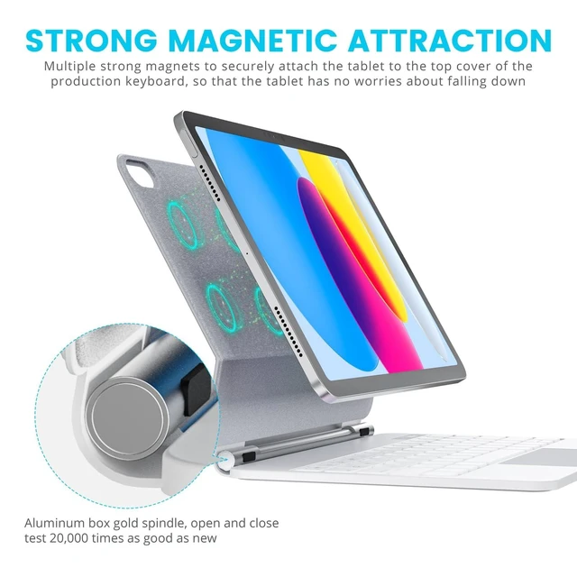 Alt view image 9 of 10 - DVWDVW Keyboard Case for iPad 10th Generation 2022 & 11th (A16, 2025) Magic Keyboard Case Folio with Multi-Touch Trackpad Compatible with iPad 10.9 inch10th / 11th Gen 7 Colors Backlit (White)