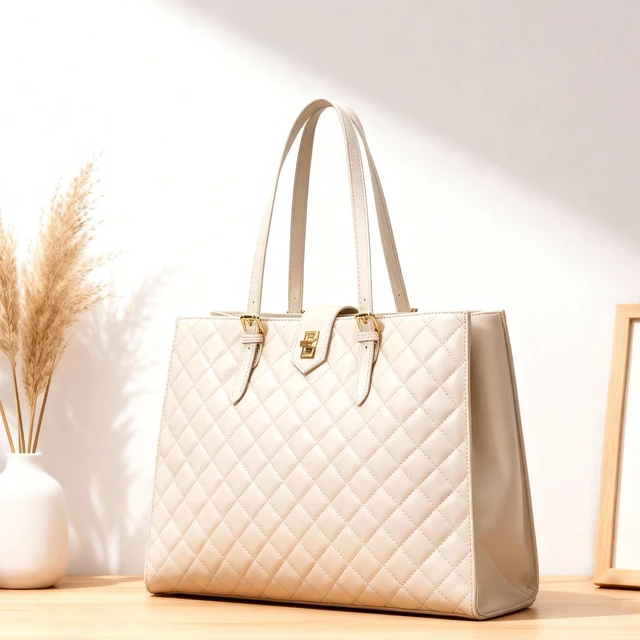 Alt view image 8 of 10 - BAGOK Quilted Laptop Tote Bag for Women,15.6" Work Bag,Large Capacity Shoulder Handbag for Business,Office,Travel,Daily UseOff White
