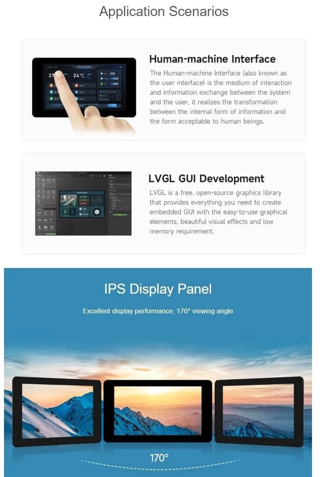 Alt view image 8 of 10 - waveshare ESP32-S3 7inch Touch Display Development Board Type B 1024600 Resolution 7IPS LCD Screen Supports Wi-Fi and Bluetooth BLE 5,Backlight Adjustable, Multiple Peripheral Interfaces