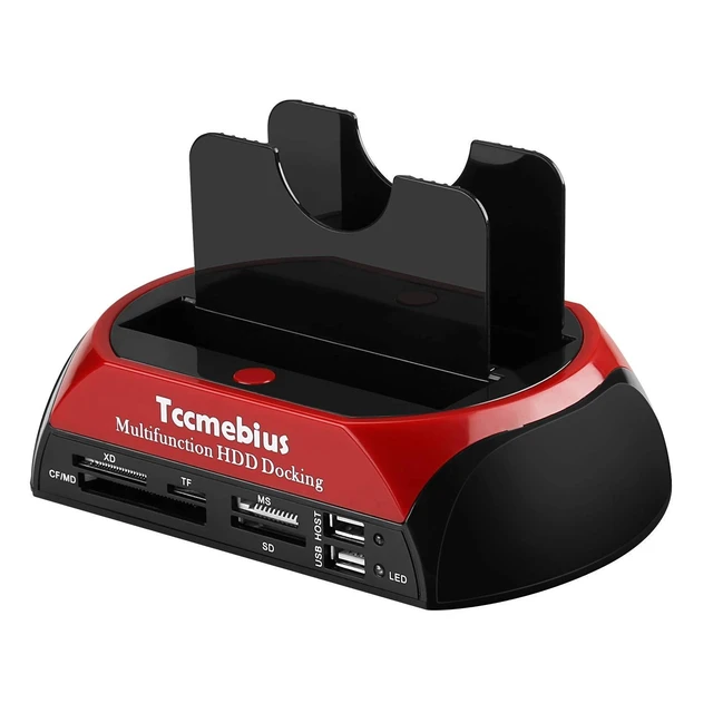 Alt view image 6 of 10 - Tccmebius Hard Drive Docking Station, TCC-S862-US USB 2.0 to 2.5 3.5 Inch SATA IDE Dual Slots External Enclosure with All in 1 Card Reader and USB 2.0 Hub for 2.5" 3.5" IDE SATA I/II/III HDD SSD