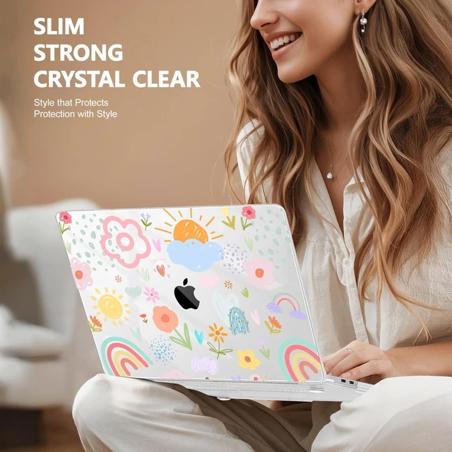Alt view image 9 of 10 - May Chen Case for MacBook Pro 13 inch M2 2023,2022,2021,2020 A2338 M1 A2251 A2289, Plastic Hard Shell Case for MacBook Pro 13" with Touch Bar Fits Touch ID, Rainbows Flowers