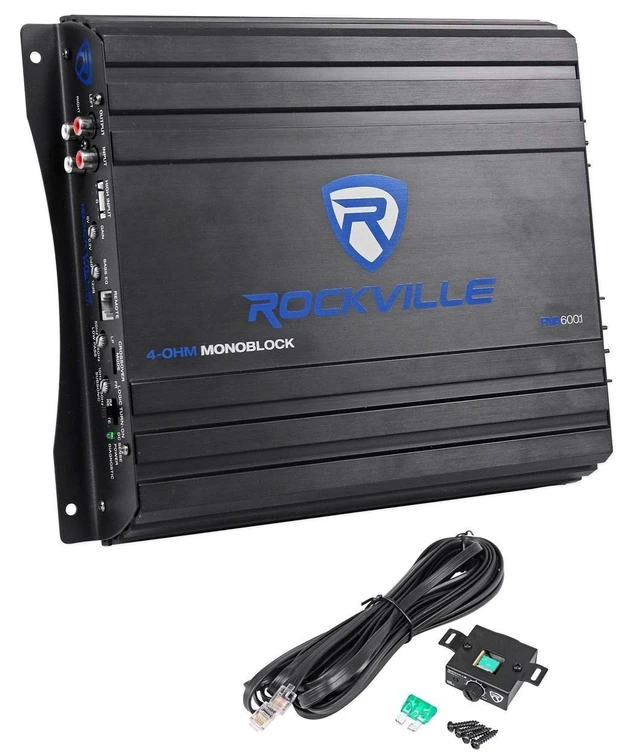 Alt view image 6 of 10 - Rockville RVA600.1 Mono Class AB Car Amplifier, 50-250Hz LPF