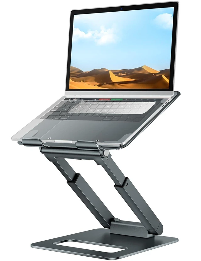 Alt view image 6 of 10 - tounee Laptop Stand for Desk Adjustable Height, Telescopic Computer Stand with Pull Out Design Ergonomic Laptop Riser Fits All Laptops 10-17"-Gray