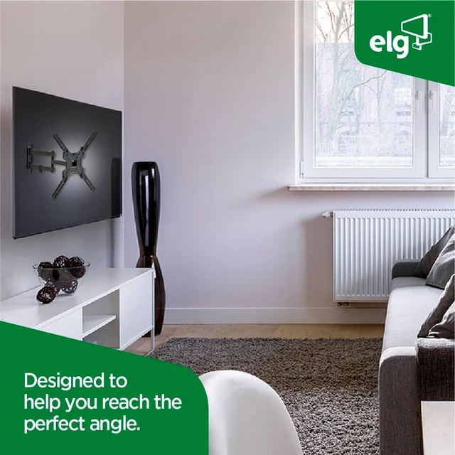 Alt view image 10 of 10 - ELG Full-Motion TV Wall Mount for 2660" TVs, Single-Stud Articulating Bracket, 16.5" Extension, Tilt +5/-10, Swivel 90, VESA 7575400400, 66 lb Capacity, Level & Hardware Kit MT400AR-EX