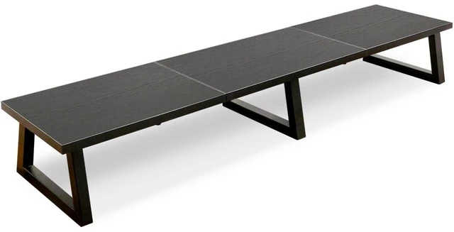 Alt view image 6 of 10 - TEAMIX Black 42 inch Dual Monitor Riser,Wood and Steel Long Monitor Stand for 2 Monitors with Storage Large TV Riser Computer Laptop Stand for Desk Office Organization