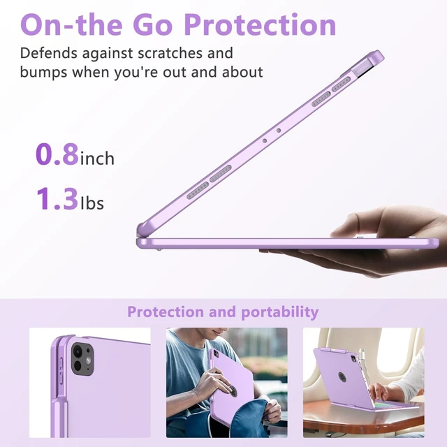 Alt view image 10 of 10 - TQQ iPad Pro 13-inch Case with Keyboard (M5 2025 / M4 2024), iPad Pro 13 Keyboard Case with Pencil Holder, Multi-Touch Trackpad, 360 Rotatable, 7-Color Backlit, Thin & Light (Purple)