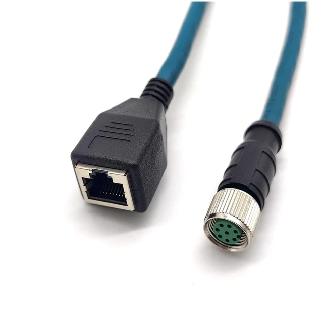 Alt view image 7 of 10 - M12 8 Pin A Code Female to RJ45 Female High Flex Cat6 Industrial Ethernet PVC Cable 1M