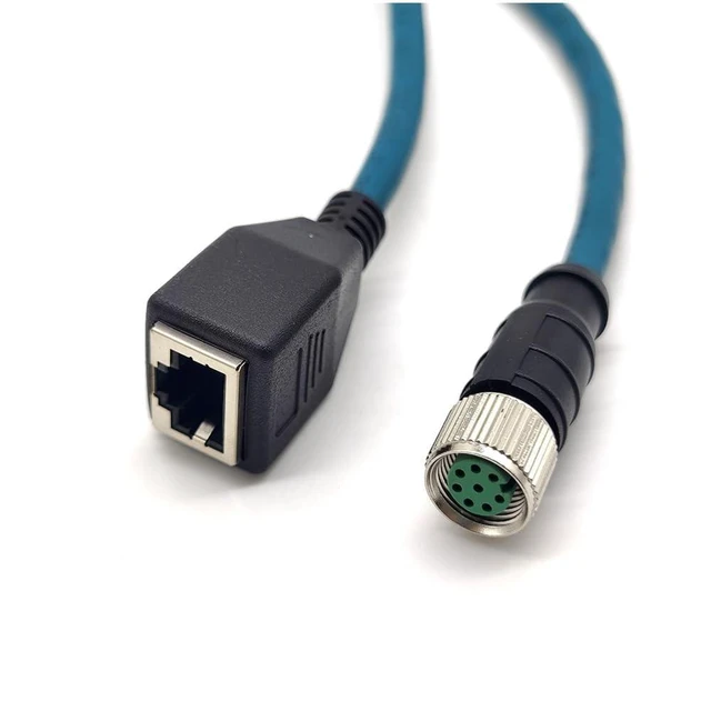 Alt view image 8 of 10 - M12 8 Pin A Code Female to RJ45 Female High Flex Cat6 Industrial Ethernet PVC Cable 1M