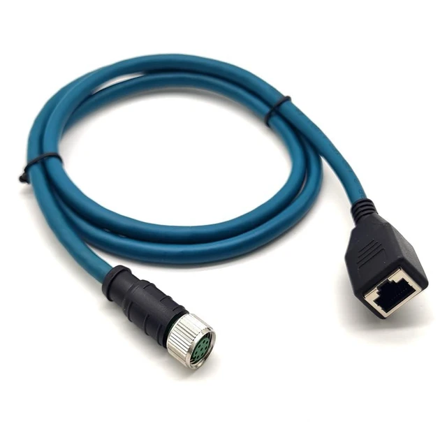 Alt view image 9 of 10 - M12 8 Pin A Code Female to RJ45 Female High Flex Cat6 Industrial Ethernet PVC Cable 1M