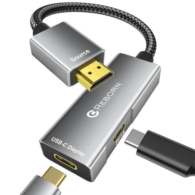 Alt view image 6 of 10 - Reborn HDMI to USB C Adapter 4K 60Hz ^^ Uni-Directional HDMI Source to Type-C Display Adapter for AR Glasses XREAL OneAir 2 Pro/VITURE Pro/RayNeo Air 2s/Rokid,PS5,Portable Monitors