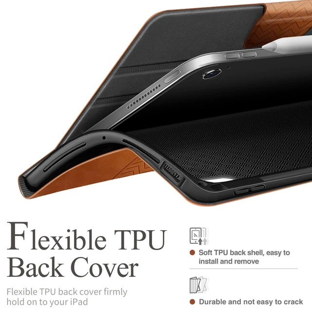 Alt view image 9 of 10 - auaua Case for iPad Air 13 Inch M4/M3/M2(2026/2025/2024), PU Leather Case with Pencil Holder, Supports Pencil Pro and Pencil (USB-C), Adjustable Angles, Auto Sleep/Wake (Brown)