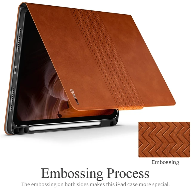 Alt view image 8 of 10 - auaua Case for iPad Air 13 Inch M4/M3/M2(2026/2025/2024), PU Leather Case with Pencil Holder, Supports Pencil Pro and Pencil (USB-C), Adjustable Angles, Auto Sleep/Wake (Brown)