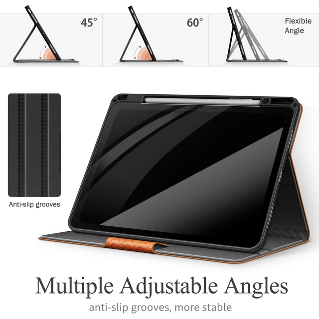 Alt view image 10 of 10 - auaua Case for iPad Air 13 Inch M4/M3/M2(2026/2025/2024), PU Leather Case with Pencil Holder, Supports Pencil Pro and Pencil (USB-C), Adjustable Angles, Auto Sleep/Wake (Brown)