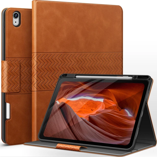 Alt view image 6 of 10 - auaua Case for iPad Air 13 Inch M4/M3/M2(2026/2025/2024), PU Leather Case with Pencil Holder, Supports Pencil Pro and Pencil (USB-C), Adjustable Angles, Auto Sleep/Wake (Brown)