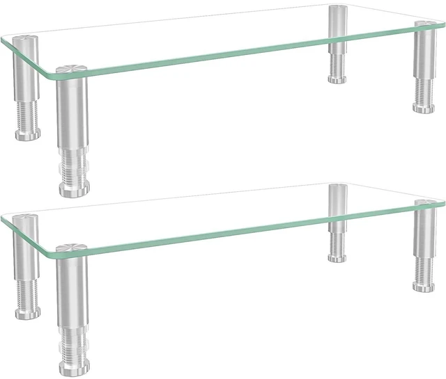 Alt view image 6 of 10 - 2 Pack Computer Monitor Riser with Height Adjustable Multi Media Desktop Stand for Flat Screen LCD LED TV, Laptop/Notebook/Xbox One,HD01T-201