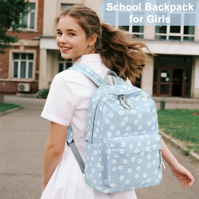 Alt view image 7 of 10 - BTOOP School Backpack for Teens Large Corduroy Bookbag Lightweight 15.6 inch Laptop Bag for Girls Women Casual High School College