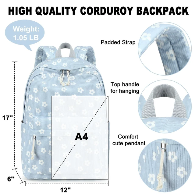 Alt view image 8 of 10 - BTOOP School Backpack for Teens Large Corduroy Bookbag Lightweight 15.6 inch Laptop Bag for Girls Women Casual High School College