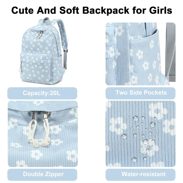 Alt view image 9 of 10 - BTOOP School Backpack for Teens Large Corduroy Bookbag Lightweight 15.6 inch Laptop Bag for Girls Women Casual High School College