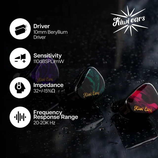 Alt view image 10 of 10 - HIFIXAUDIO Kiwi Ears Cadenza in Ear Monitor, 10mm Beryllium Dynamic Driver IEM Earphones, HiFi Studio Wired Earbuds with 3D Printed Cavity, Detachable 2Pin 3.5mm IEM Cable for Audiophile (Blue)
