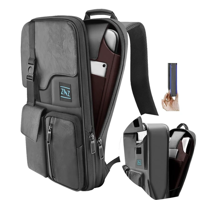 Alt view image 6 of 10 - ZINZ Laptop Backpack 15 15.6 16 Inch, Expandable Computer Rucksack with Multi-Pockets Anti-Theft Travel Daypack for Men and Women,Dark Gray