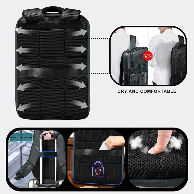 Alt view image 10 of 10 - ZINZ Laptop Backpack 15 15.6 16 Inch, Expandable Computer Rucksack with Multi-Pockets Anti-Theft Travel Daypack for Men and Women,Dark Gray