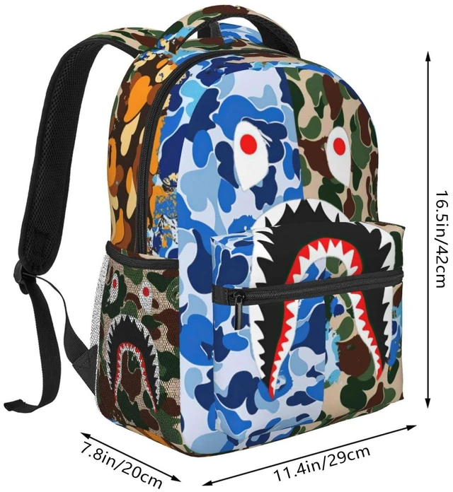 Alt view image 7 of 10 - Vkaxopt Backpack Shark Teeth Camo Backpacks Travel Laptop Daypack Big Capacity Bookbag Fashion Durable Back Pack for Men and Women-ClassicColor