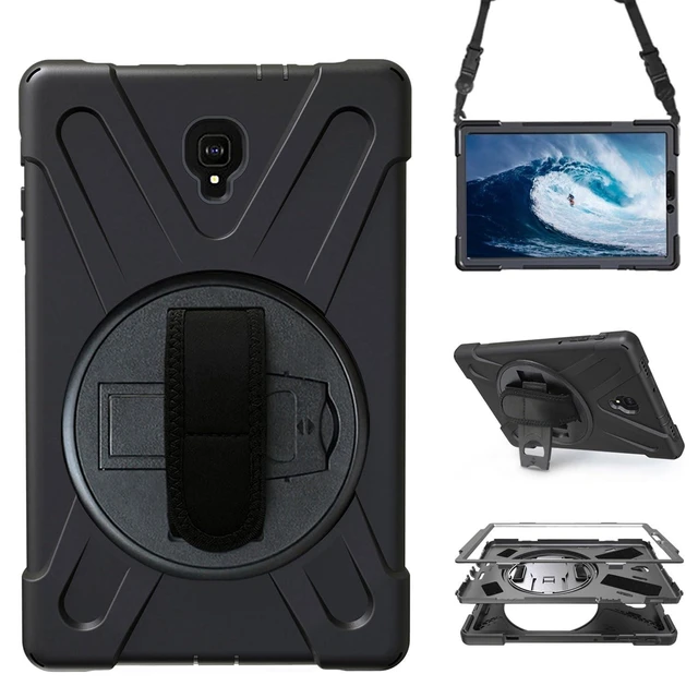 Alt view image 6 of 10 - Case for Samsung Galaxy Tab S4 10.5 2018 (SM-T830/T835/T837),Portable Heavy Duty Dropproof Protective Cover Case with 360 Rotating Stand,Handle & Shoulder Strap,Stylus Pen (New Black)