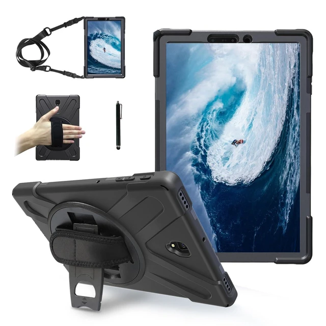 Alt view image 8 of 10 - Case for Samsung Galaxy Tab S4 10.5 2018 (SM-T830/T835/T837),Portable Heavy Duty Dropproof Protective Cover Case with 360 Rotating Stand,Handle & Shoulder Strap,Stylus Pen (New Black)