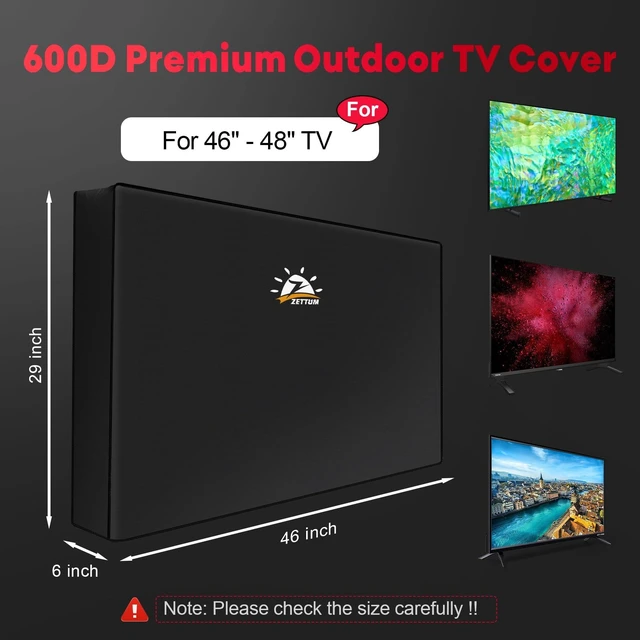 Alt view image 7 of 10 - Zettum Outdoor TV Cover 48 Inch - 600D TV Cover Weatherproof & Waterproof for 46 to 48 Inch Outdoor TV, Heavy Duty TV Enclosure Protector for Outside Flat Screen TV (Size: 46"L x 6"D x 29"H)