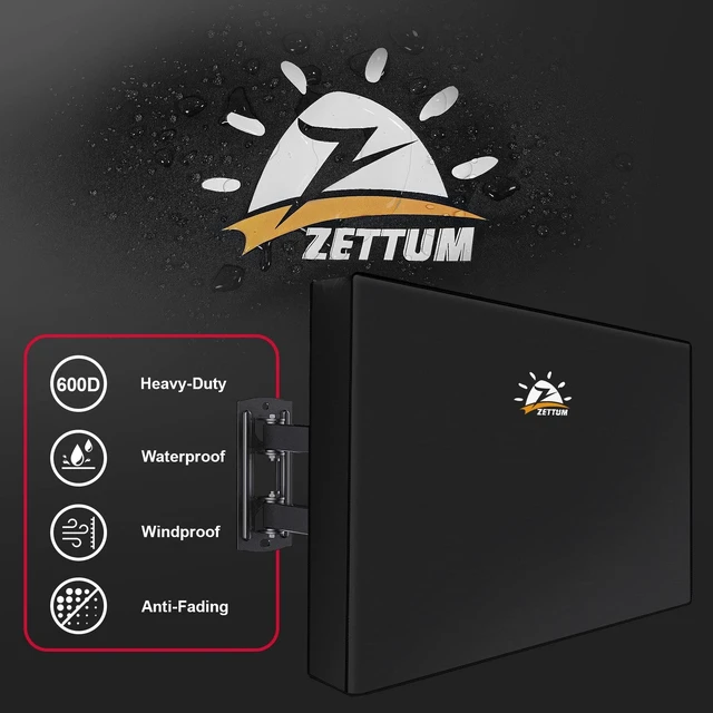 Alt view image 9 of 10 - Zettum Outdoor TV Cover 48 Inch - 600D TV Cover Weatherproof & Waterproof for 46 to 48 Inch Outdoor TV, Heavy Duty TV Enclosure Protector for Outside Flat Screen TV (Size: 46"L x 6"D x 29"H)