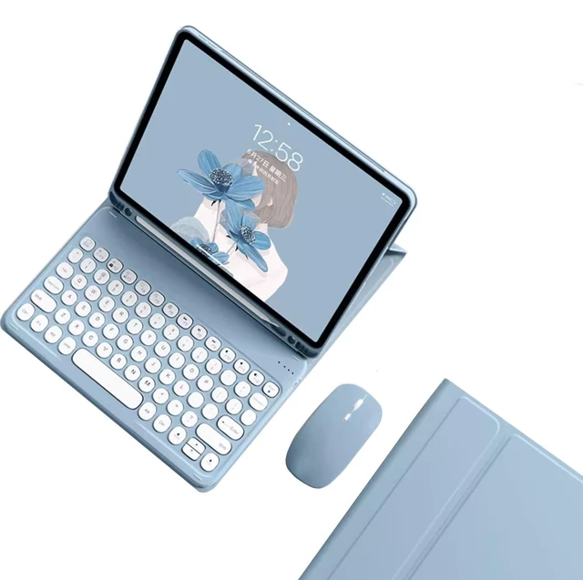 Alt view image 6 of 10 - kaidisen Keyboard Case for Galaxy Tab A11+ 11 inch/Tab A9+ 11 inch Case with Bluetooth Mouse and Detachable Candy Color Keyboard Cover Round KeyMist Blue